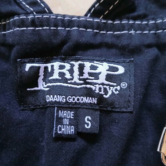 Tripp NYC Daang Goodman Size S Black Spike Studded Overalls Shortalls Goth Emo - Picture 3 of 11